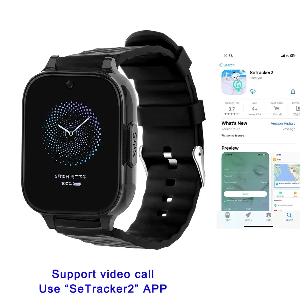 Smart GPS Tracker Watch GPS Bracelet Video Call for Old People One-click Help Support Fall Alarm Built-in 600mAh Battery RF-V52