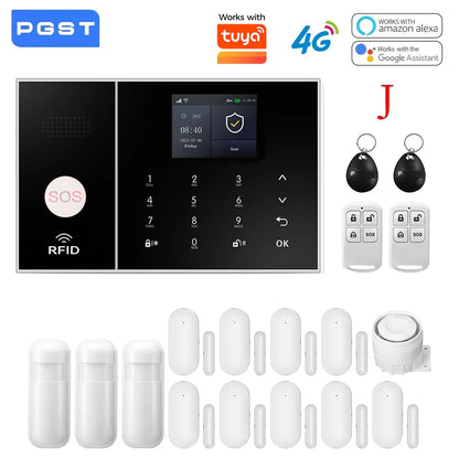 4G GSM WIFI Security Alarm System for Home and Business Multi-language Works with Tuya Smart Life APP Control with Alexa