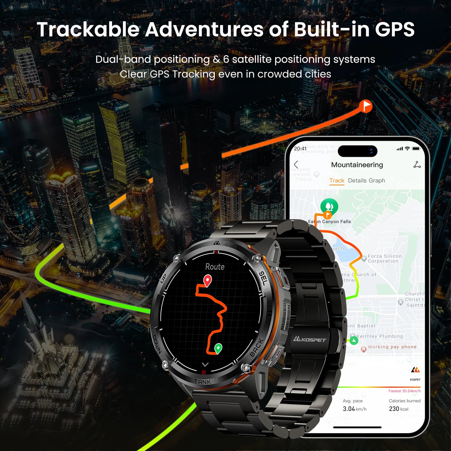 KOSPET TANK T3 Ultra 2 GPS Rugged Smartwatch – AMOLED, Bluetooth Calling, 5ATM Waterproof