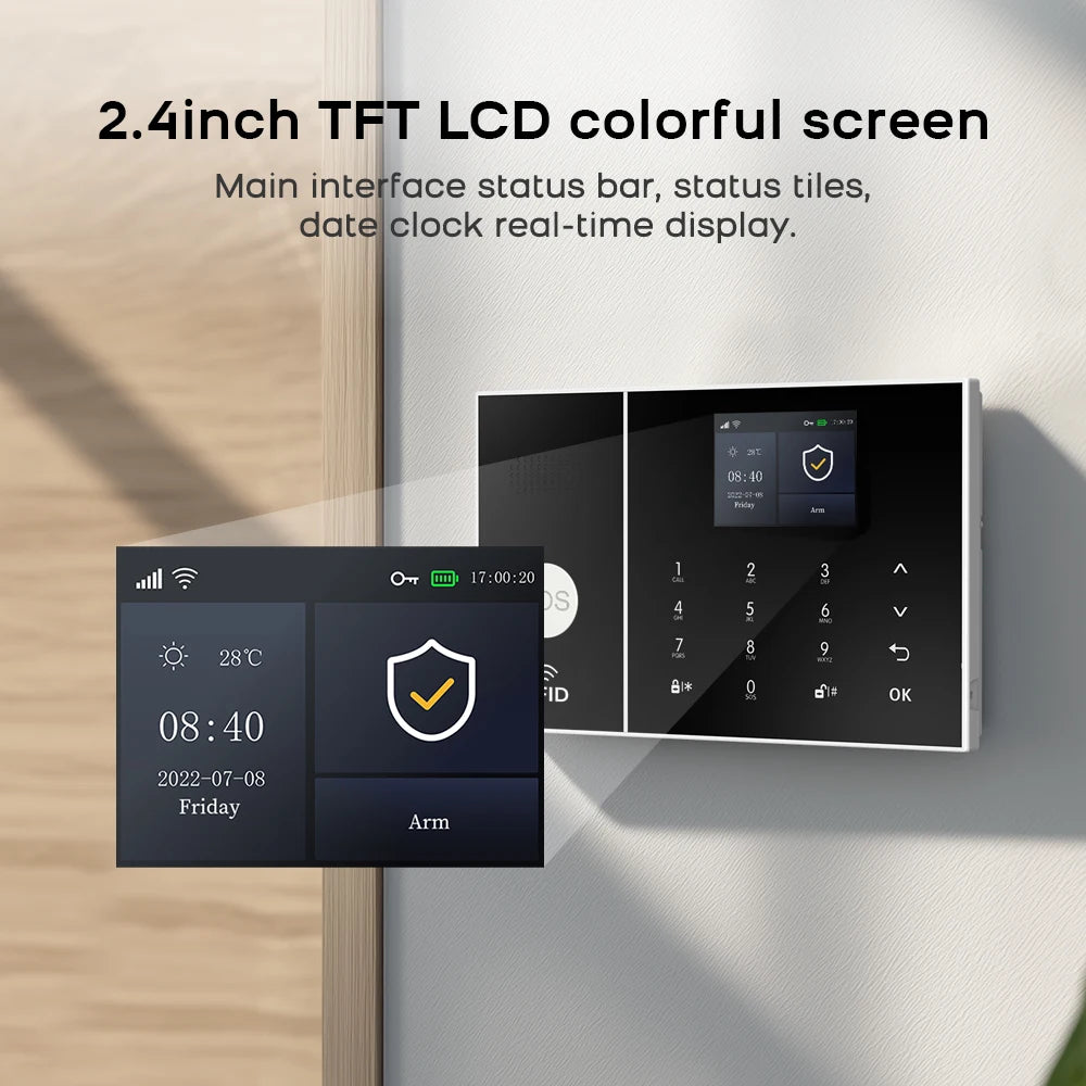 4G GSM WIFI Security Alarm System for Home and Business Multi-language Works with Tuya Smart Life APP Control with Alexa