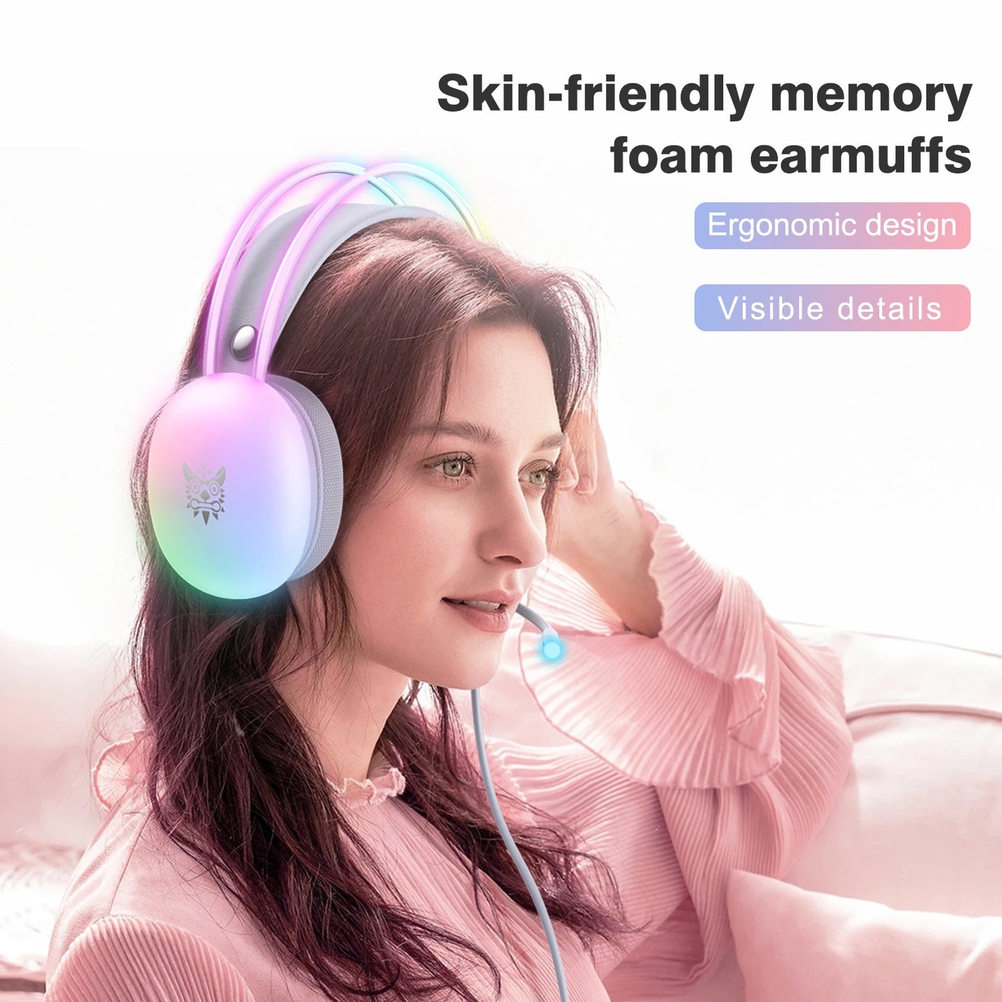 ONIKUMA RGB Gaming Headset with Mic – 3D Stereo, Memory Foam Earmuffs, Noise-Cancelling Mic | Optional Gaming Mouse & Stand Bundle