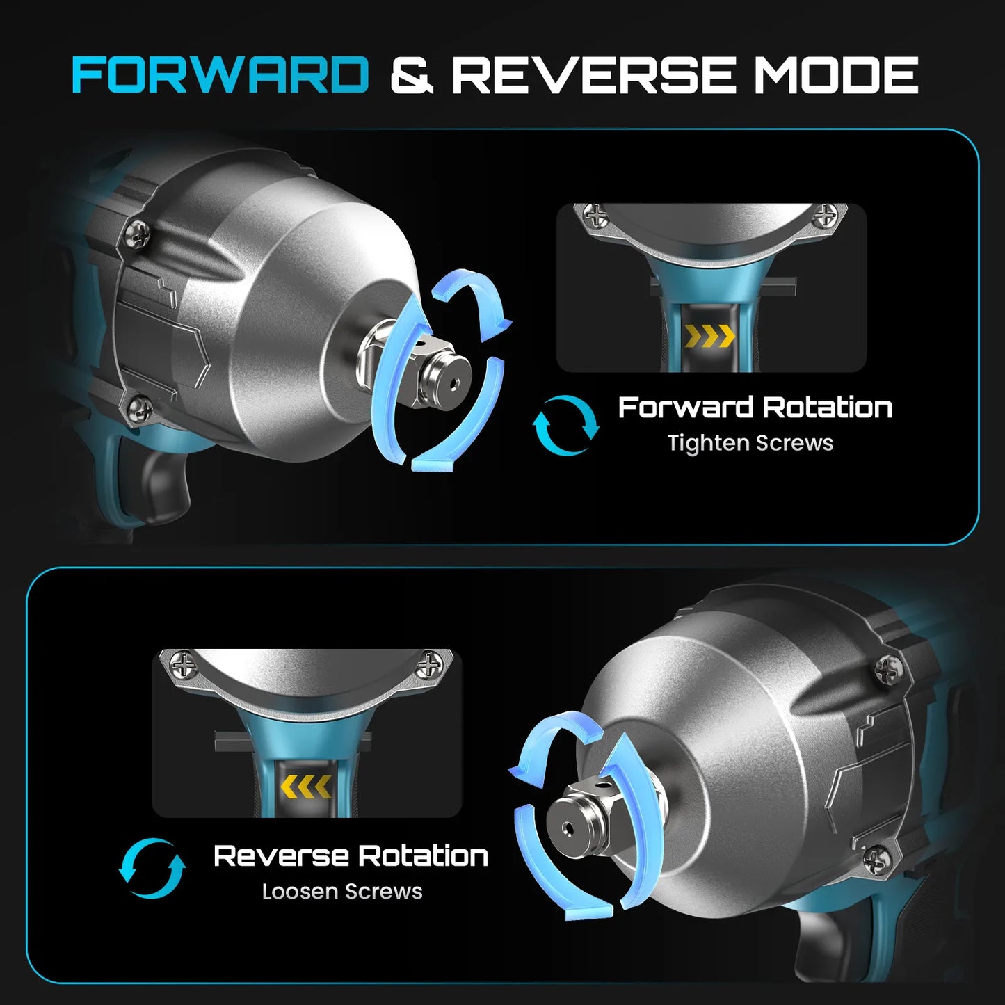 SEESII WH860 1300N.m Cordless Impact Wrench Kit – 3-in-1 Brushless, 2x4Ah Batteries, 30+ Piece Set