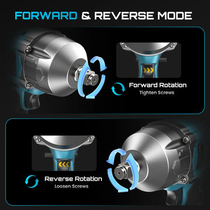 SEESII WH860 1300N.m Cordless Impact Wrench Kit – 3-in-1 Brushless, 2x4Ah Batteries, 30+ Piece Set