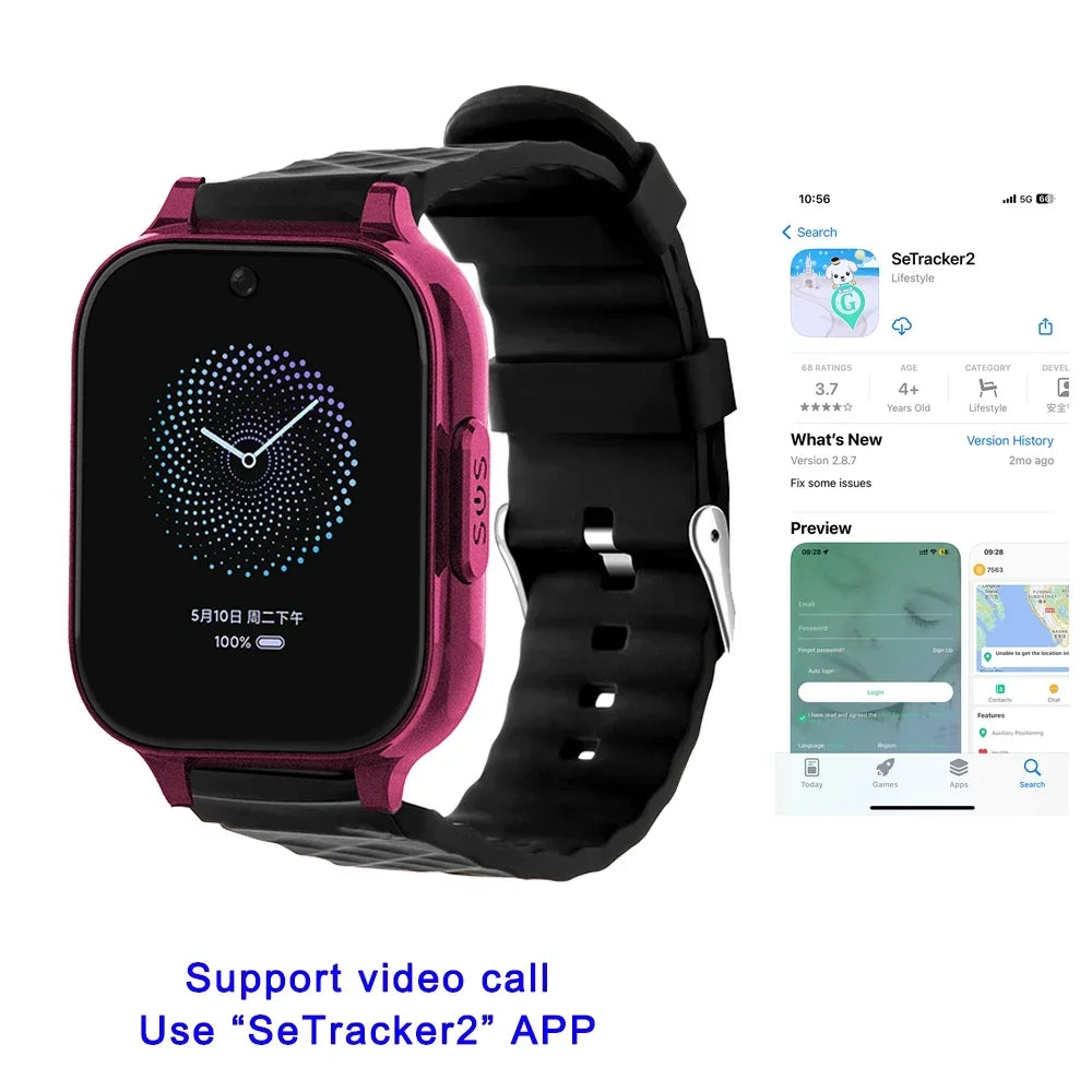 Smart GPS Tracker Watch GPS Bracelet Video Call for Old People One-click Help Support Fall Alarm Built-in 600mAh Battery RF-V52